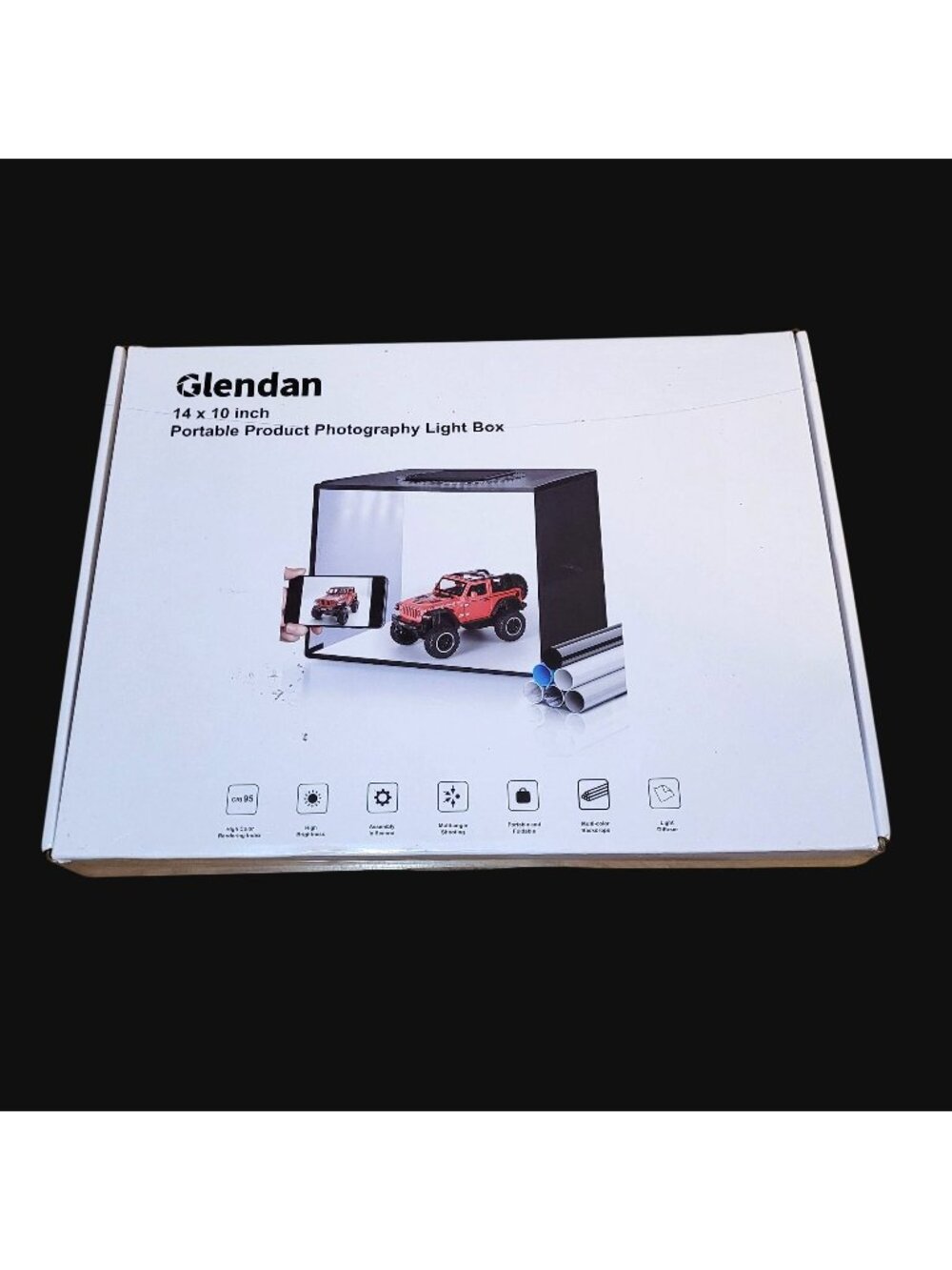 Glendan 14x10 Photography Light Box LED Color Backdrops Reflectors Carrying Bag